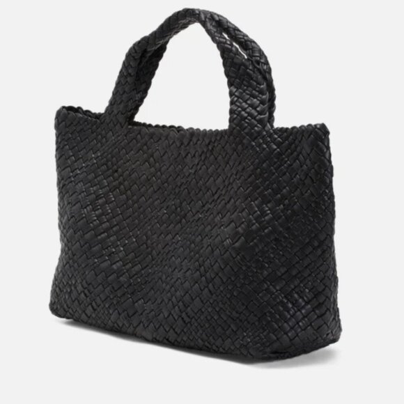 Falor Black Italian Woven Soft Leather XL Tote Shoulder Bag Purse Style F7349T K - Picture 1 of 4